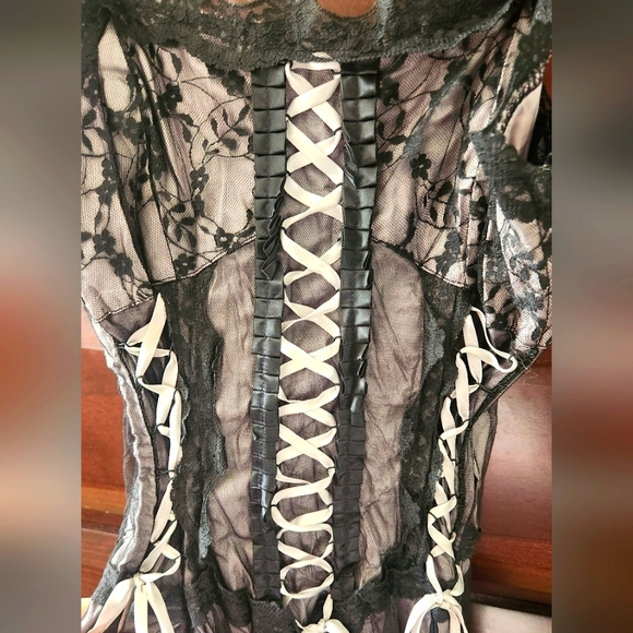 Y2K Morbid Threads Vintage Corset Overlay Whimsy Goth Whimsy Fairy Black Sml - Picture 7 of 13